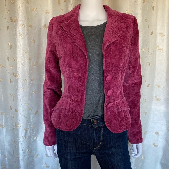 Hot Kiss Jackets & Blazers - Y2K Hot Kiss Magenta Tapestry Jacket